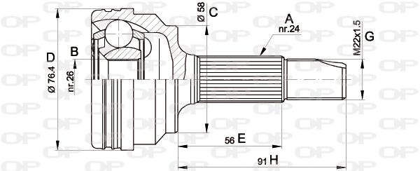 OPEN PARTS jungčių komplektas, kardaninis velenas CVJ5379.10